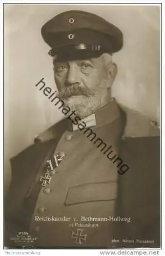 Reichskanzler von Bethmann-Hollweg in Felduniform - Foto-AK