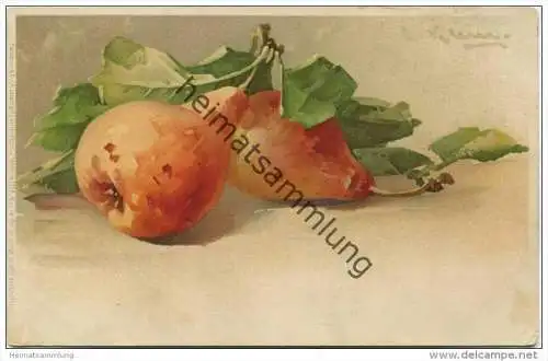 Stilleben - Birnen - Künstlerkarte signiert C. Klein ca. 1900 - Verlag Meissner &amp; Buch Leipzig Serie 1294 ""Was der