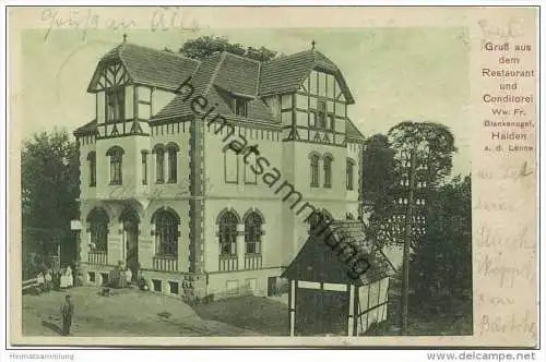 Halden Hagen an der Lenne - Gruss aus dem Restaurant und Conditorei Ww. Fr. Blankenagel - Bahnpost Hagen Betzdorf Zug 12