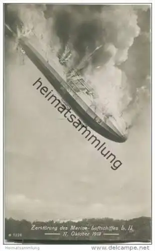 Marineluftschiff L 2 - Zerstörung am 17. Oktober 1913 - Foto-AK