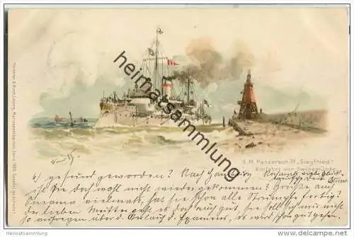 S.M. Panzerschiff Siegfried - Einfahrt vor Swinemünde - Hans Bohrdt