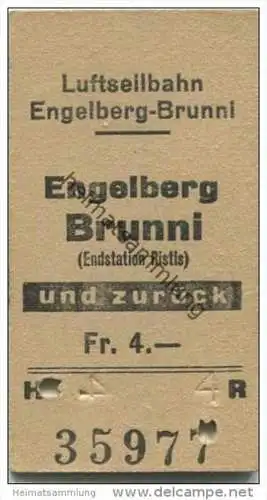 Schweiz - Engelberg Brunni - Endstation Ristis - und zurück - Luftseilbahn - Fahrkarte Fr. 4.-