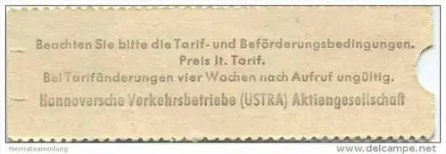 Deutschland - Hannover - Hannoversche Verkehrsbetriebe ÜSTRA AG - Erwachsenen-Fahrkarte