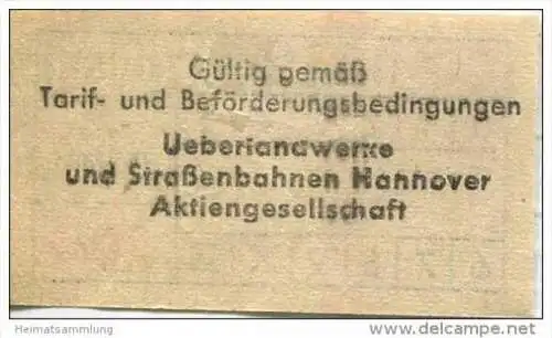 Deutschland - Hannover - Überlandwerke und Strassenbahnen Hannover AG - Fahrschein 30Dpf.