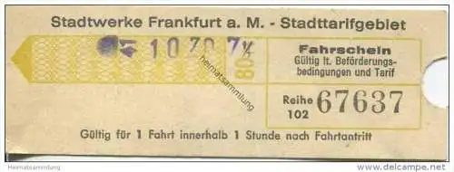 Deutschland - Frankfurt am Main - Stadtwerke Frankfurt am Main - Stadttarifgebiet - Fahrschein