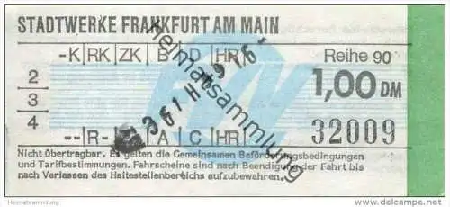 Deutschland - Frankfurt am Main - Stadtwerke Frankfurt am Main - Fahrschein 1,00 DM