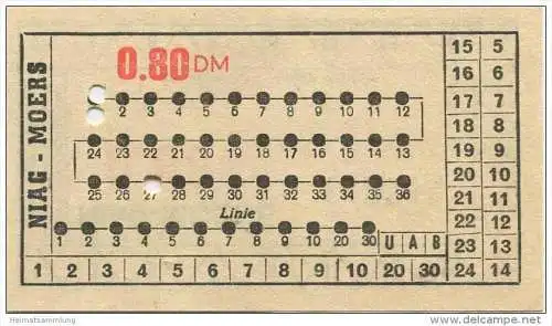 Deutschland - Moers - Niag Niederrheinische Verkehrsbetriebe AG - Fahrschein 0.80 DM