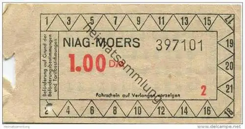 Deutschland - Moers - Niag Niederrheinische Verkehrsbetriebe AG - Fahrschein 1.00 DM
