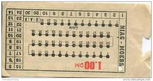 Deutschland - Moers - Niag Niederrheinische Verkehrsbetriebe AG - Fahrschein 1.00 DM