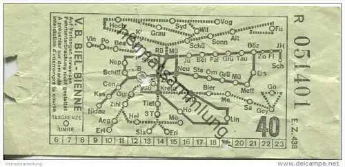 Schweiz - Biel - V. B. Biel-Bienne - Fahrschein Fr. -.40