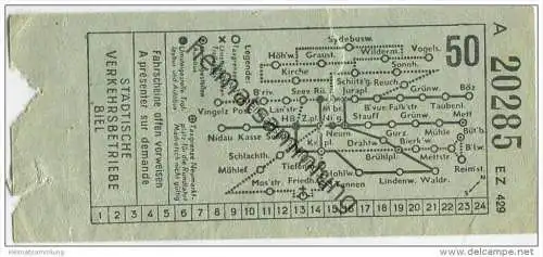 Schweiz - Biel - Städtische Verkehrsbetriebe Biel - Fahrschein Fr. -.50