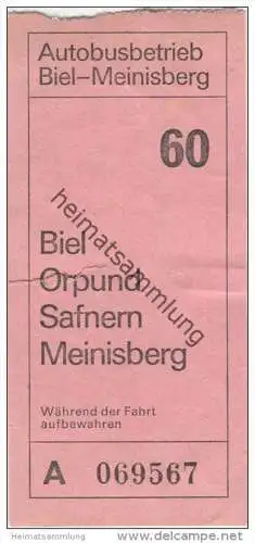 Schweiz - Biel - Autobusbetrieb - Biel-Meinisberg - Fahrschein Fr. 0.60