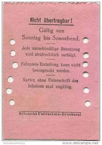 Deutschland - Schöneiche Kalkberge - Schöneicher und Kalkberger Strassenbahn - Wochenkarte 1934 - Gültig zur Fahrt zwisc