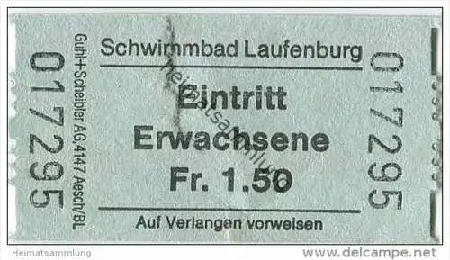 Schweiz - Laufenburg - Schwimmbad Eintritt Erwachsene Fr. 1.50