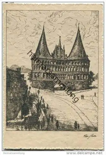 Lübeck - Holstentor - Zeichnung Wilhelm Schodde