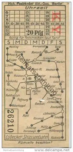 Deutschland - Lübeck - Lübecker Strassenbahn - Fahrschein 20Pfg.
