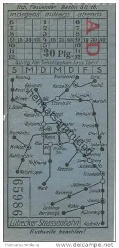 Deutschland - Lübeck - Lübecker Strassenbahn - Fahrschein 30Pfg.