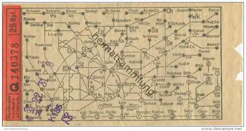 Hamburg - Hamburger Hochbahn Aktiengesellschaft - Fahrschein 25Rpf.
