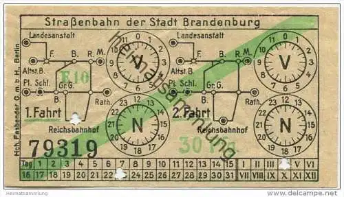 Stadt Brandenburg - Strassenbahn der Stadt Brandenburg - 2 Fahrten Fahrschein 30Pfg.