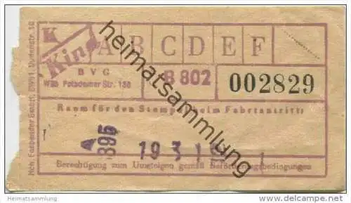 Berlin - BVG Fahrschein 1950 - Kind