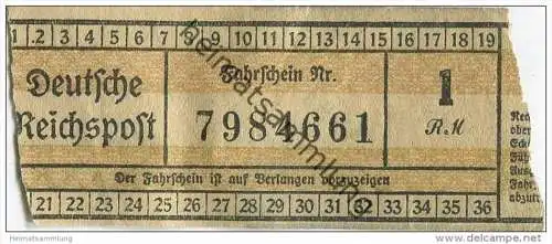 Deutsche Reichspost - Fahrschein 1RM