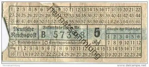 Deutsche Reichspost - Zusatzfahrschein 5Rpf.