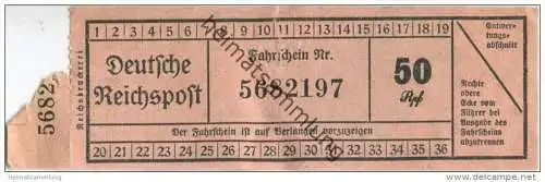 Deutsche Reichspost - Fahrschein 50Rpf.