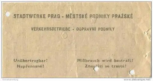 Stadtwerke Prag Verkehrsbetriebe - Mestske Podniky Prazske Dopravni Podniky - Fahrschein 1,50K