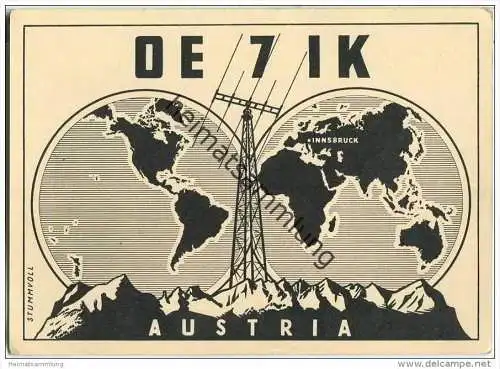 QSL - QTH - Funkkarte - OE7IK - Austria - Österreich - Innsbruck - 1957