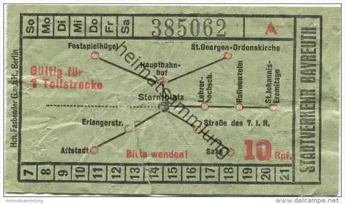 Stadtverkehr Bayreuth - Fahrschein 10Rpf.