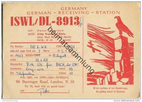 QSL - QTH - Funkkarte - ISWL/DL-8913 - Sandberg-Waldberg - 1960