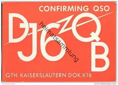 QSL - QTH - Funkkarte - DJ6QB - Kaiserslautern - 1961