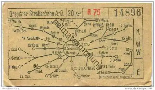 Dresden - Dresdner Strassenbahn AG - Fahrschein 20 Rpf