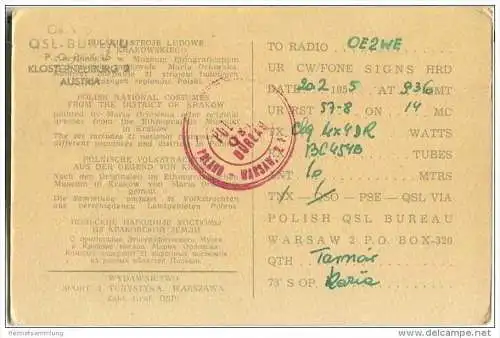 QSL - QTH - Funkkarte - SP9-202 - Polen - Warszawa - Warsaw - Tracht - 1955