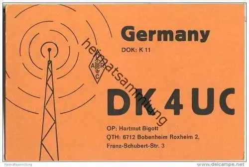 QSL - QTH - Funkkarte - DK4UC - Bobenheim-Roxheim - 1970