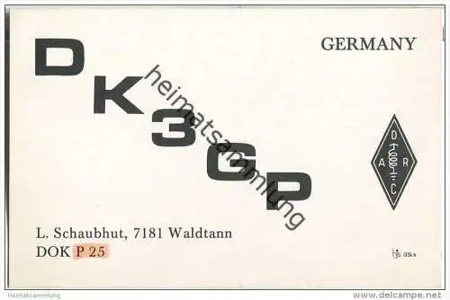 QSL - QTH - Funkkarte - DK3GP - Waldtann - 1970