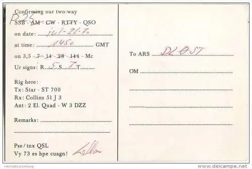 QSL - QTH - Funkkarte - DK3GP - Waldtann - 1970