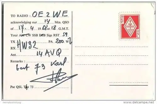 QSL - QTH - Funkkarte - F5PW - France - Nantes - 1968