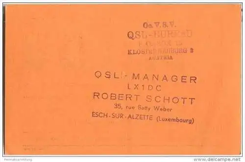 QSL - QTH - Funkkarte - LX1DV - Luxembourg - Esch-Alzette - 1959