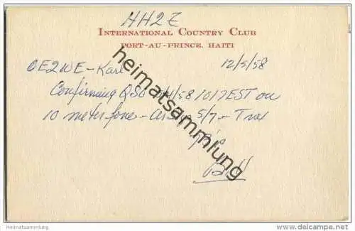 QSL - QTH - Funkkarte - HH2Z - Haiti - Port-au-Prince - 1958