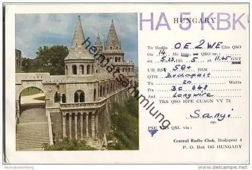 QSL - QTH - Funkkarte - HA5KBK - Hungary - Budapest - 1955