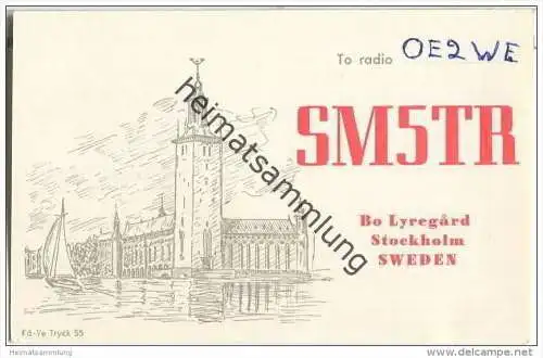 QSL - QTH - Funkkarte - SM5TR - Sweden - Stockholm - 1957