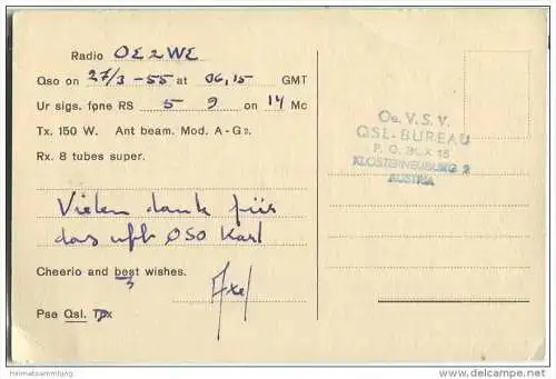 QSL - QTH - Funkkarte - OH5NW - Finnland - Suomi - Koria St. Mustila - 1955