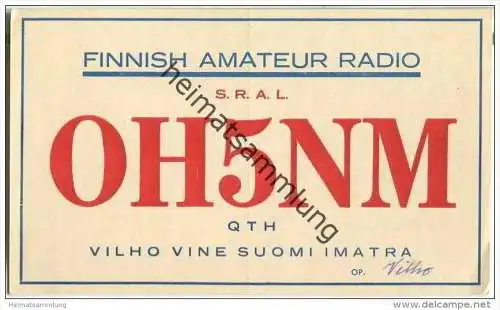 QSL - QTH - Funkkarte - OH5NM - Finnland - Suomi - Imatra - 1955