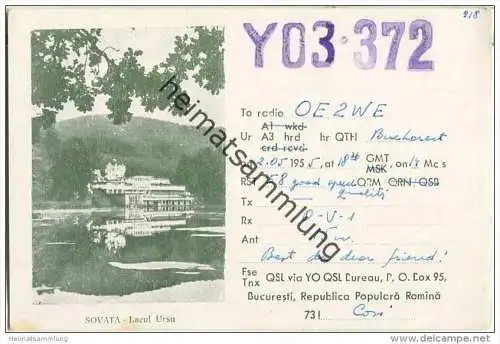QSL - QTH - Funkkarte - YO3-372 - Rumänien - Sovata - 1955