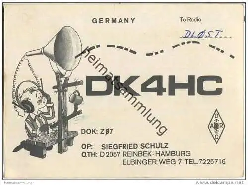 QSL - QTH - Funkkarte - DK4HC - Reinbek - 1970