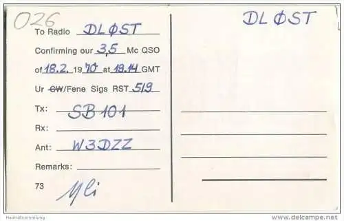 QSL - QTH - Funkkarte - DJ6LU - Hattingen - 1970