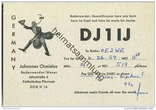 QSL - QTH - Funkkarte - DJ1IJ - Bodenwerder - 1959