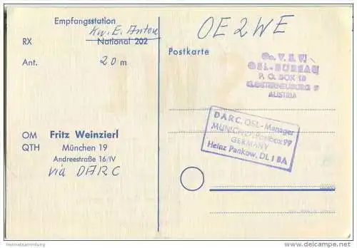 QSL - QTH - Funkkarte - DE12913 - München - 1959