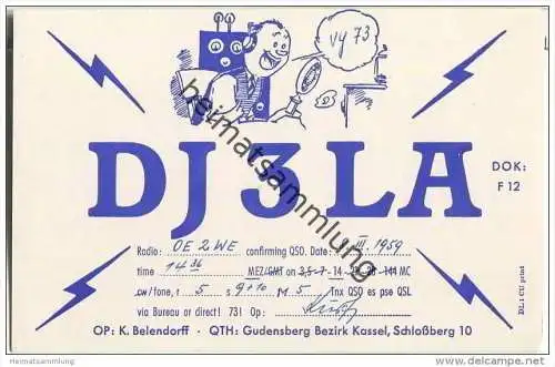 QSL - QTH - Funkkarte - DJ3LA - Gudensberg - 1959